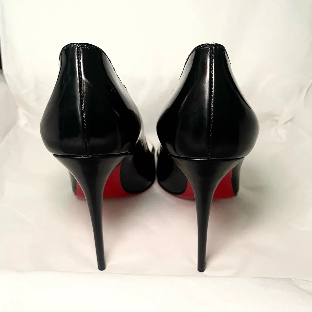 Christian Louboutin HotChick 100mm. Black patent Lin Resille edition. EU38